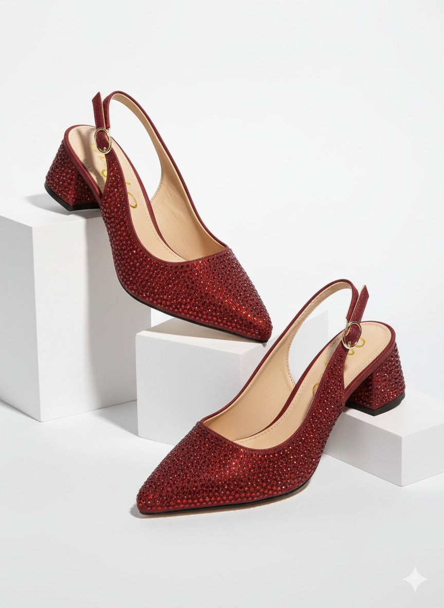 Mehroon Compfy Block Heel Pump