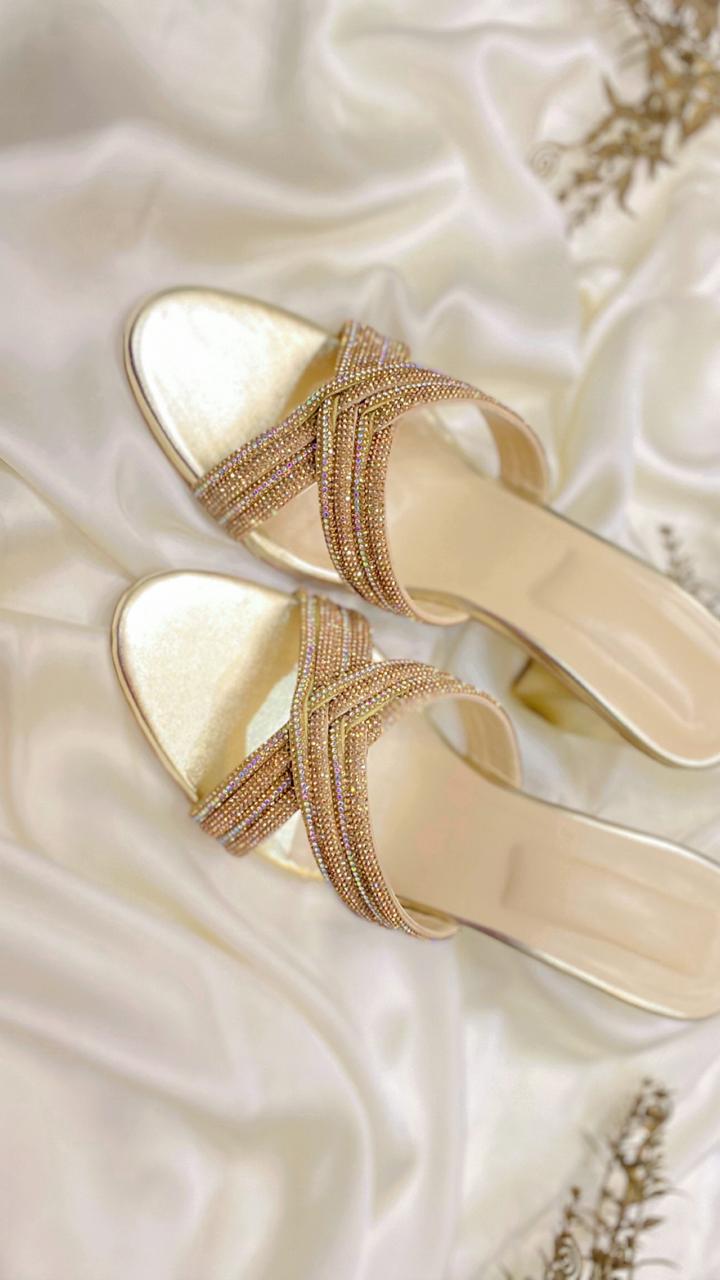 Beige Glace Block Heels