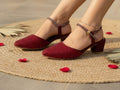 Mehroon Compfy Block Heel Pump